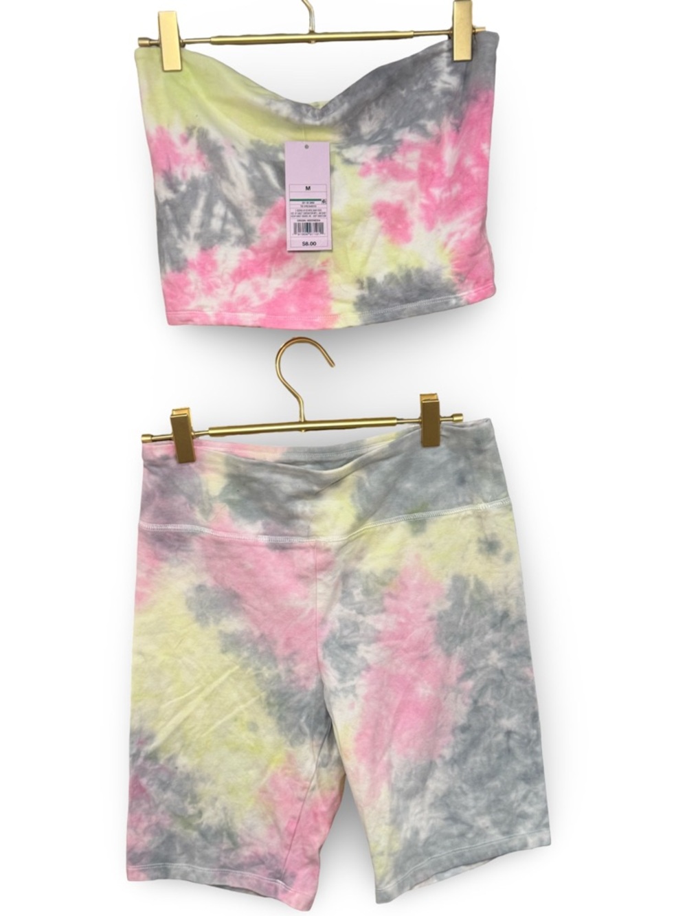 wild fable Tie-Dye Pink Gray Yellow Bike Shorts Set